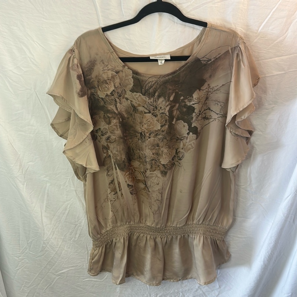 Dressbarn Beige Floral Blouse